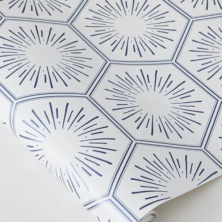 Tempaper Metallic Blue Hello Sunshine Removable Peel and Stick Wallpaper, 20.5 in X 16.5 ft, Made in The USA