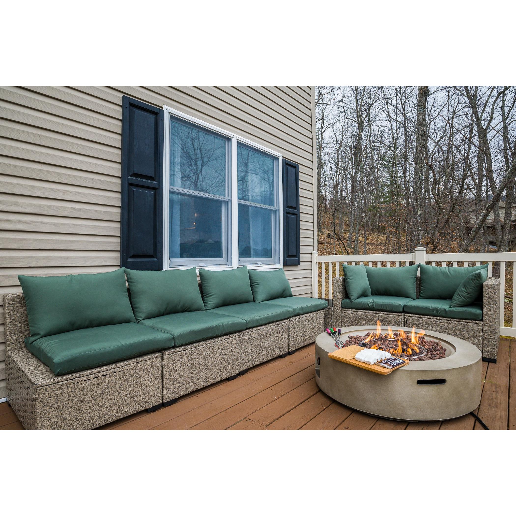 7 Piece Patio Conversation Set with Coffee Table and Cushions