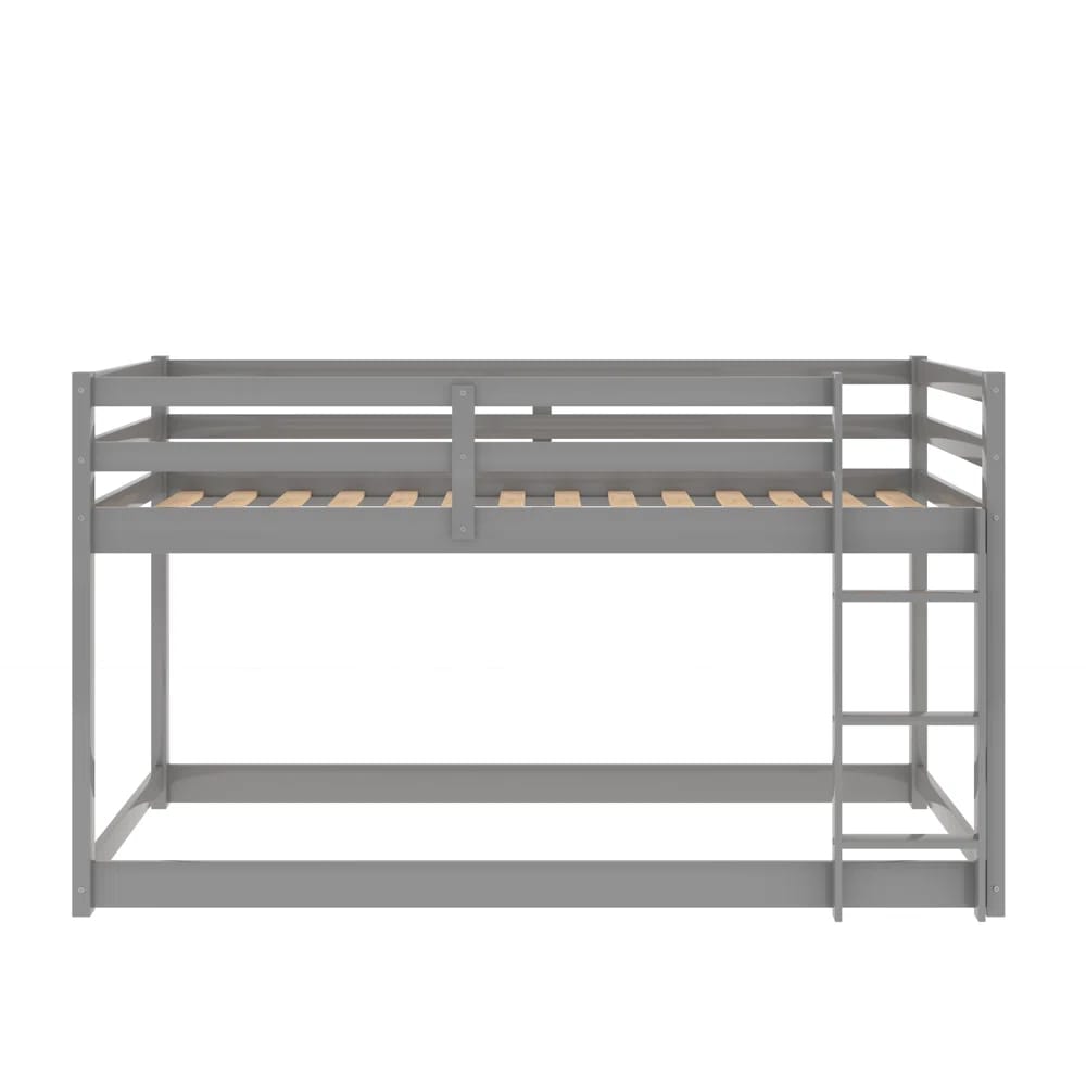 Twin Over Twin Floor Bunk Bed With Ladder