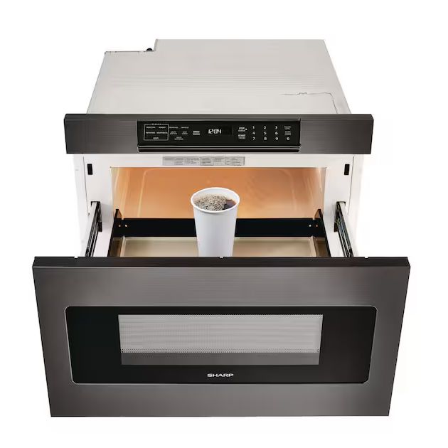 24 in. 1.2 cu. ft. Built-In Microwave Drawer with Concealed Controls in Black Stainless Steel Finish with Sensor Cooking