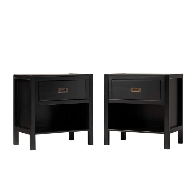 Modern Solid Wood 1-Drawer Nightstands (Set of 2)