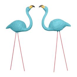 Andbird Xl Blue Flamingo Novelty Yard Lawn Art Garden Ornaments, Garden Flamingo Decor, Adjustable Feet Length, Party Decor Supplier - Pack Of 2 For Halloween, Christmas : Patio, Lawn & Garden