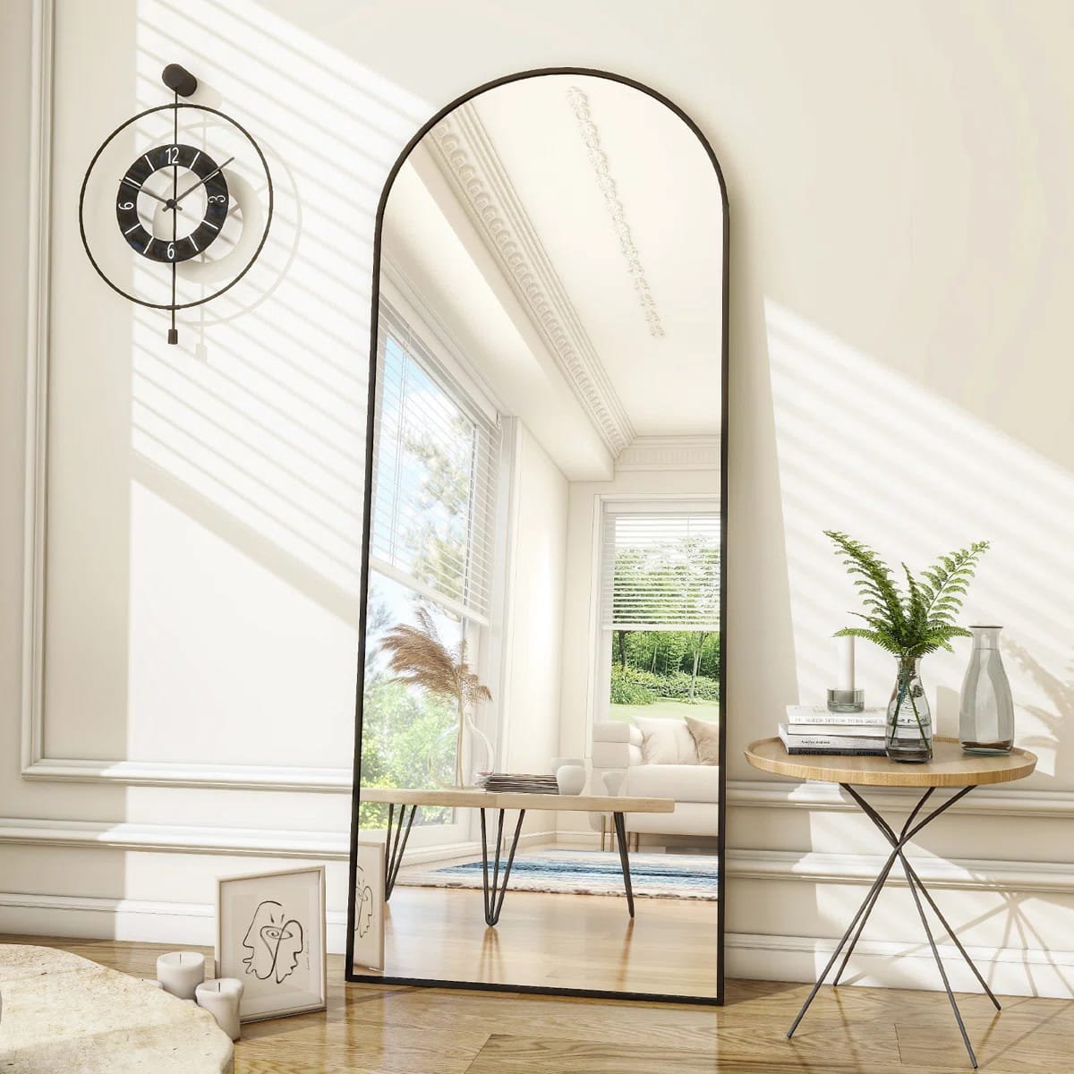 Jablon Arched Full Length Mirror with Stand Large Wall Mirror