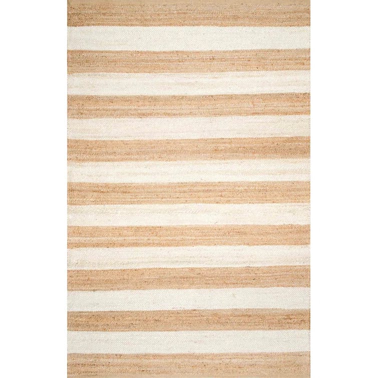 Stockton Springs Striped Handmade Flatweave Beige Area Rug