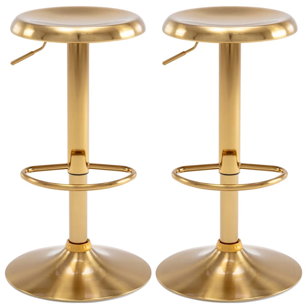 Zoya Swivel Adjustable Height Counter Stool with Metal Frame (Set of 2)