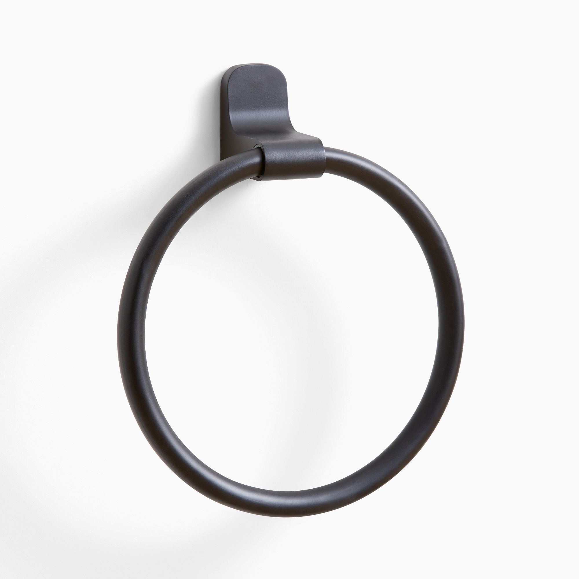 Mid-Century Contour Bath Hardware, Towel Ring, Matte Black