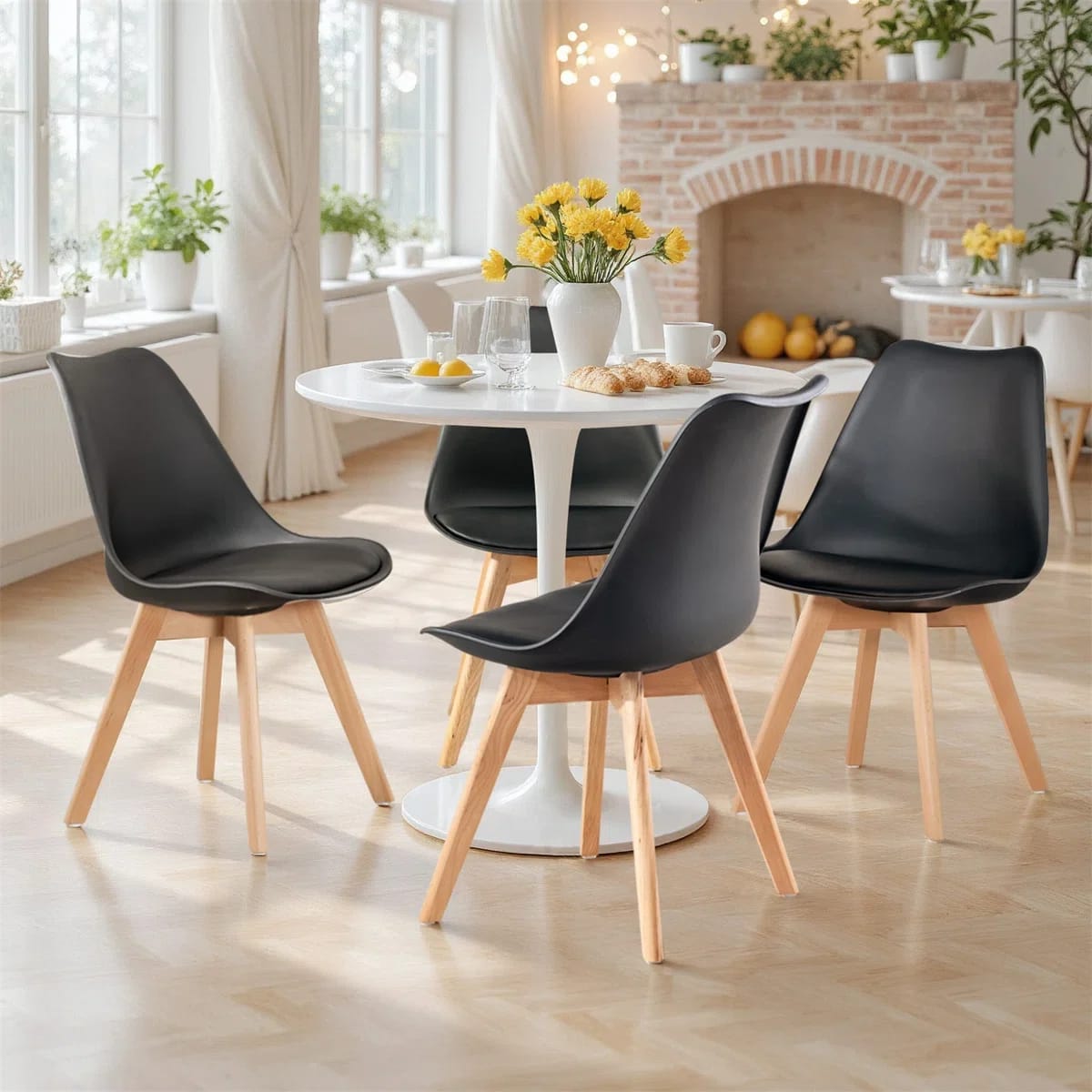 Crossland Dining Chairs Mid-Century Modern Living Room Chairs, Bedroom Kitchen Accent Chair (Set of 4)