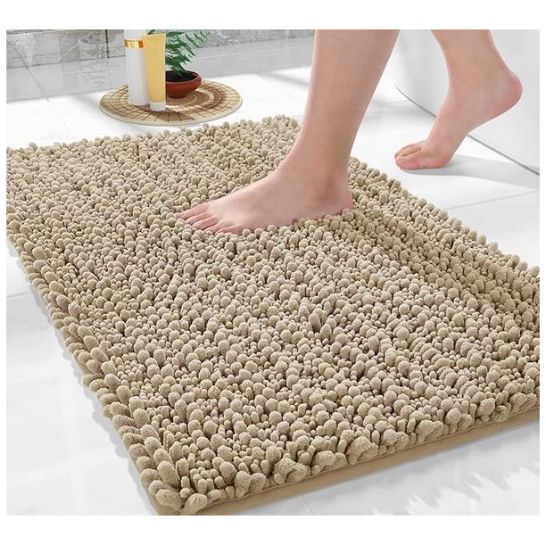 Yimobra Luxury Bathroom Rug Mat 24x17, Extra Soft & Absorbent Bath Rugs, Non-Slip Plush Shaggy Bath Carpet, Machine Wash Dry, Bath Mats for Bathroom Floor, Tub and Shower, Camel 