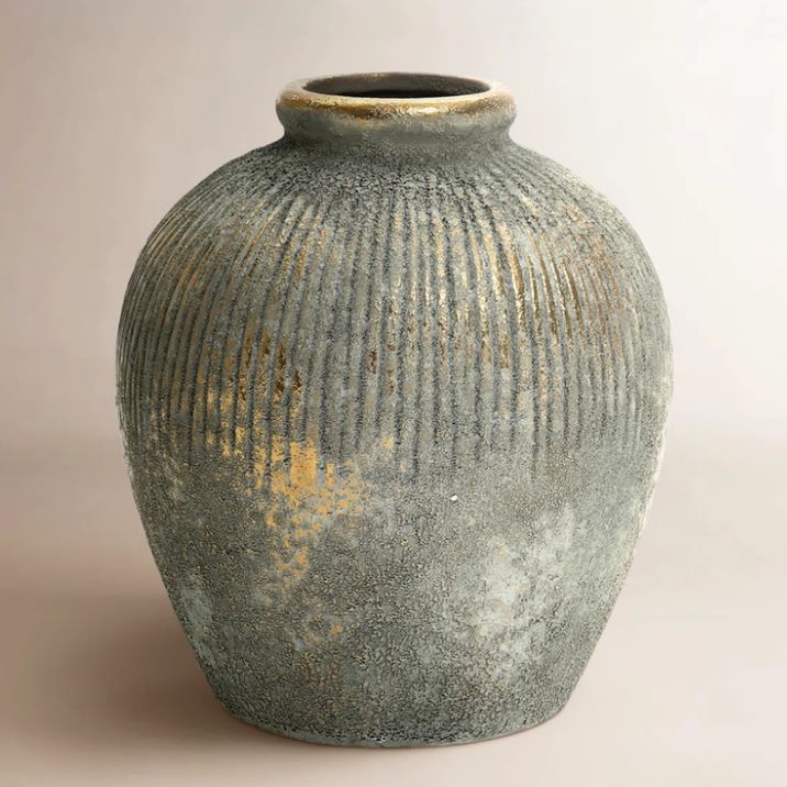 8.7'' H Rustic Gold and Brown Terracotta Bud Vase