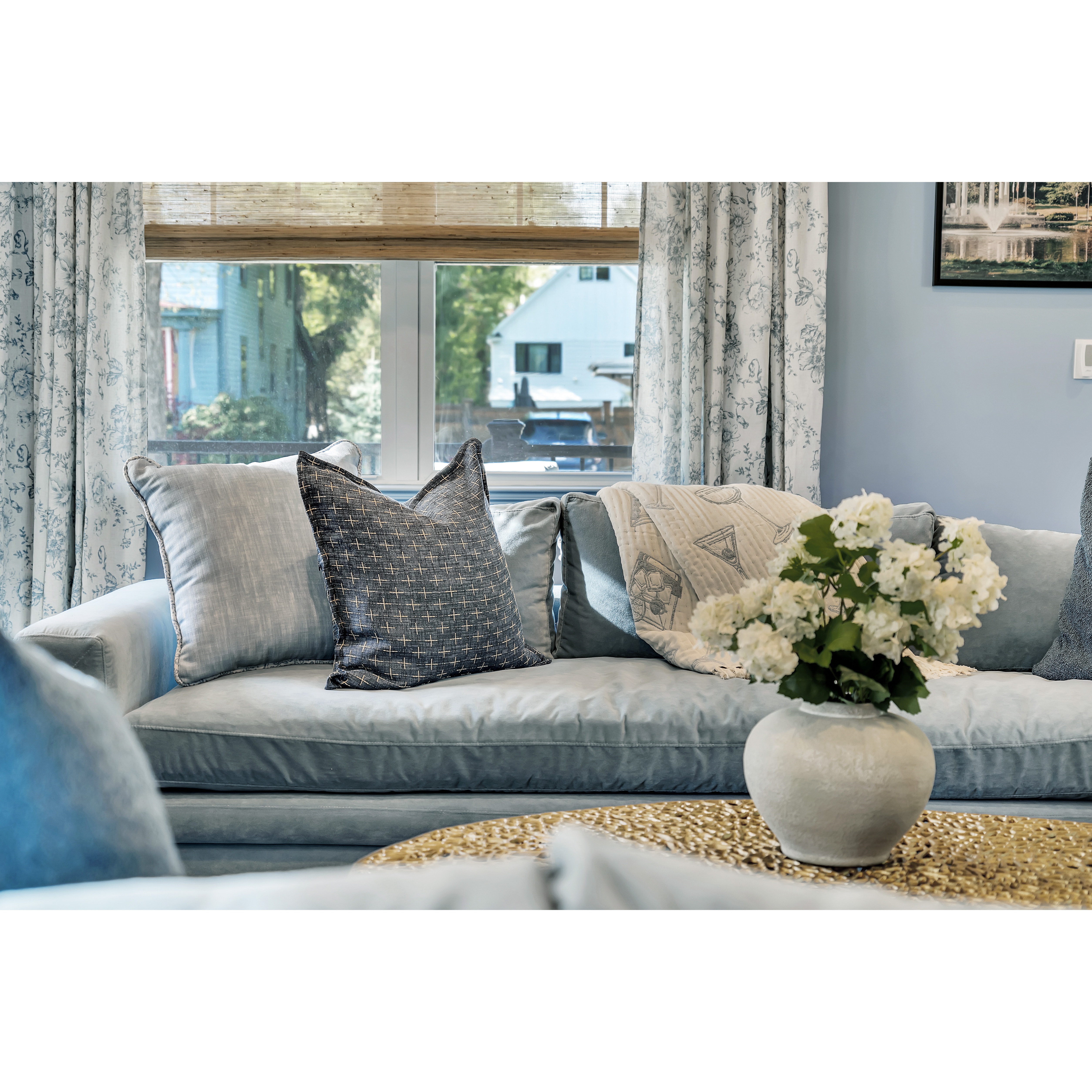 Ceva 103" Light Blue Performance Velvet Sofa