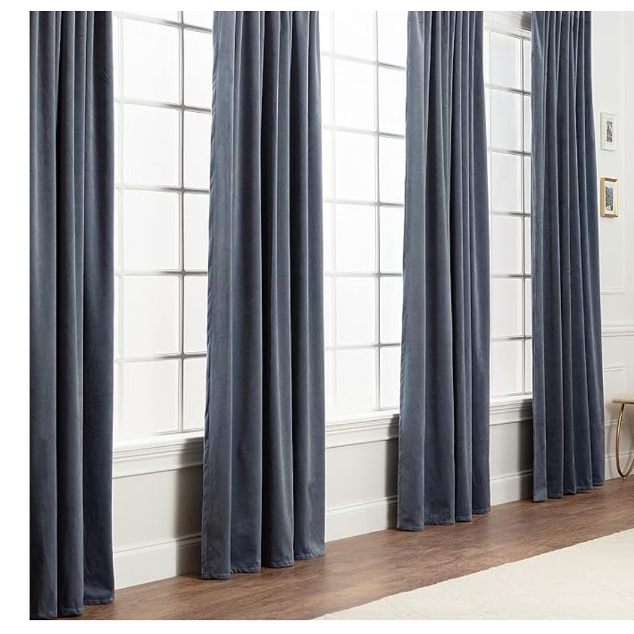 Slate Blue Blackout Velvet Curtains