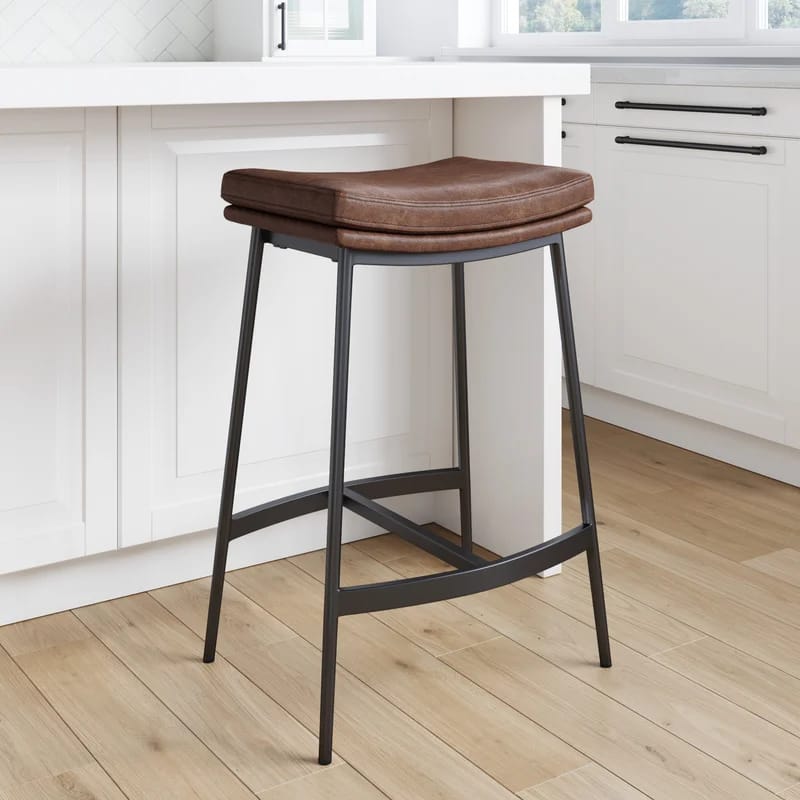 Keisha-Marie Upholstered 27'' Counter Stool with Metal Frame
