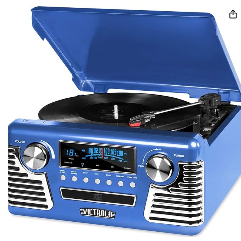 Victrola Haley Retro Bluetooth Record Player & Multimedia Center With Built-in Speakers - 3-speed Turntable