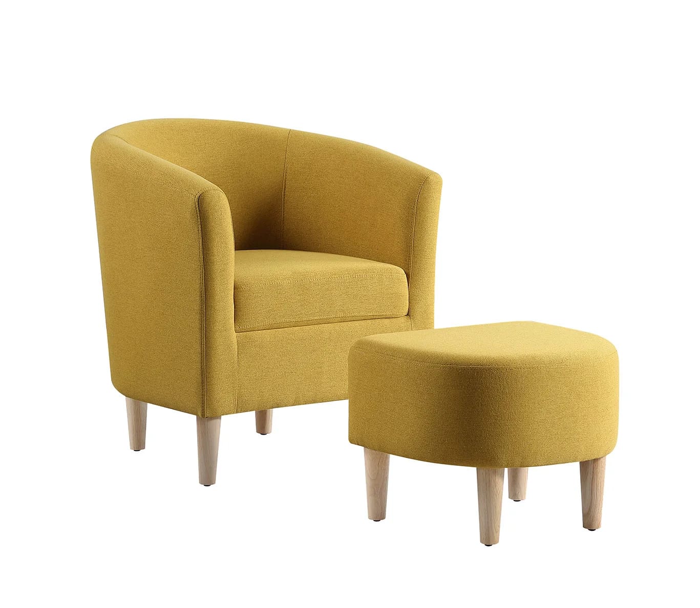 Upholstered 27" Wide Barrel Chair with Ottoman