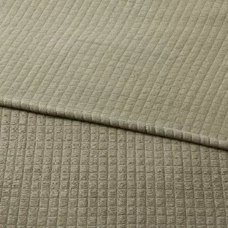 King Jersey Quilt Dark Olive Green Heather - Threshold™: Cotton Knitted Coverlet, Machine Washable, Oeko-tex Certified
