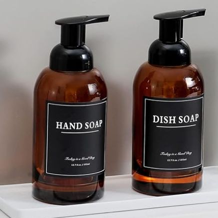 Rejomiik 2 Pack Foaming Soap Dispenser Thick Glass Foam Hand Soap Dispenser For Bathroom Or Kitchen Sink
