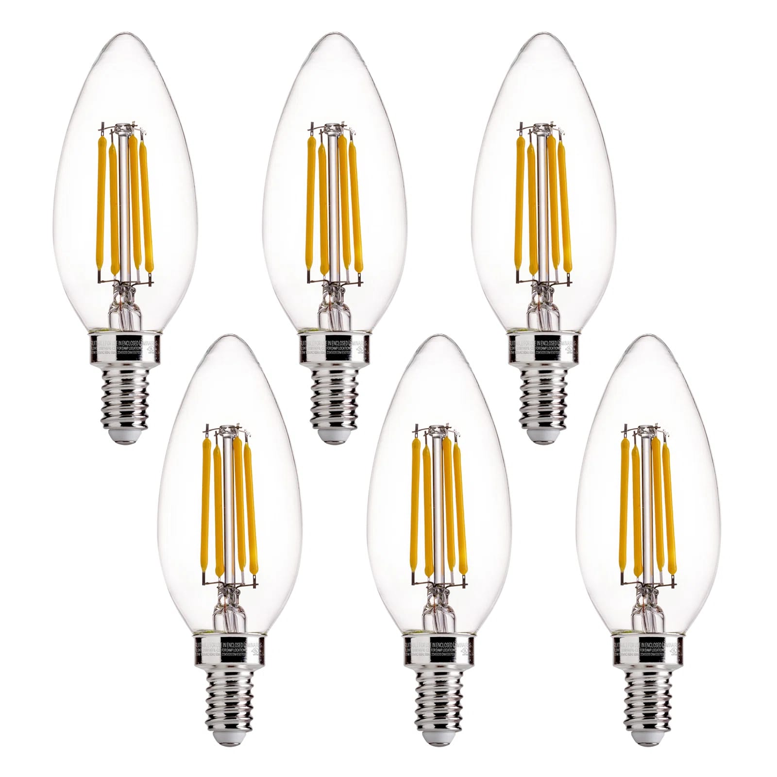 DSB1140FIL-C27-6 B11E12 60 Watt Equivalent B11 E12/Candelabra Dimmable LED Bulb (Set of 6)
