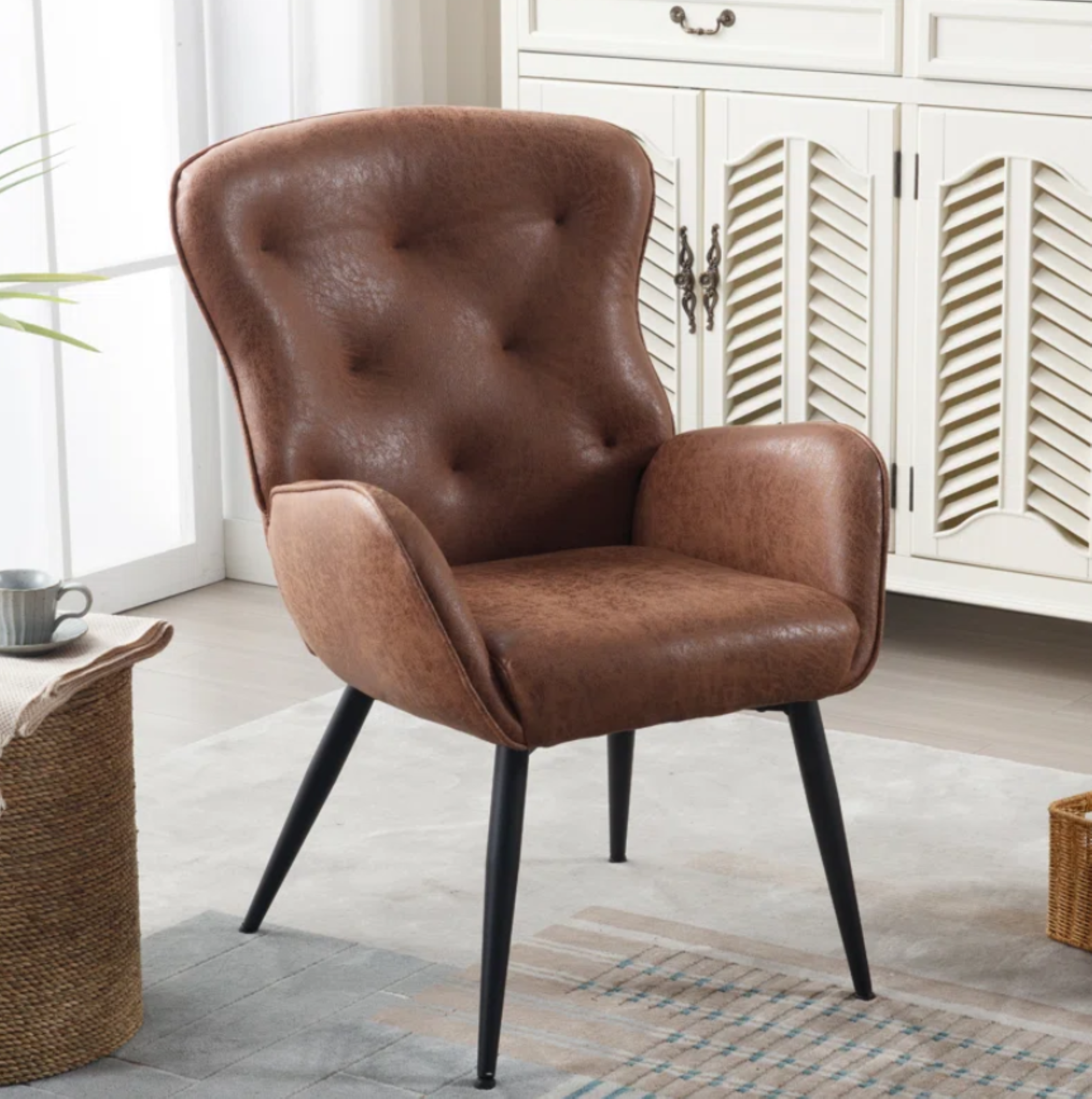 Jolyssa Faux Leather Wingback Chair