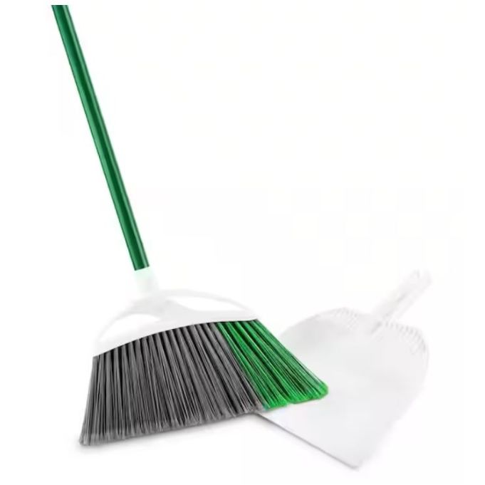 15 in. Extra-Large Precision Angle Broom and Dustpan Set with Steel Handle