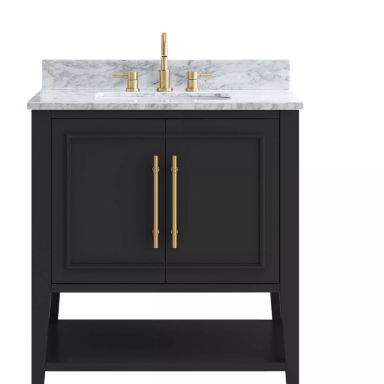 Arietta 31 In. Black Single Vanity With Carrara Marble Top