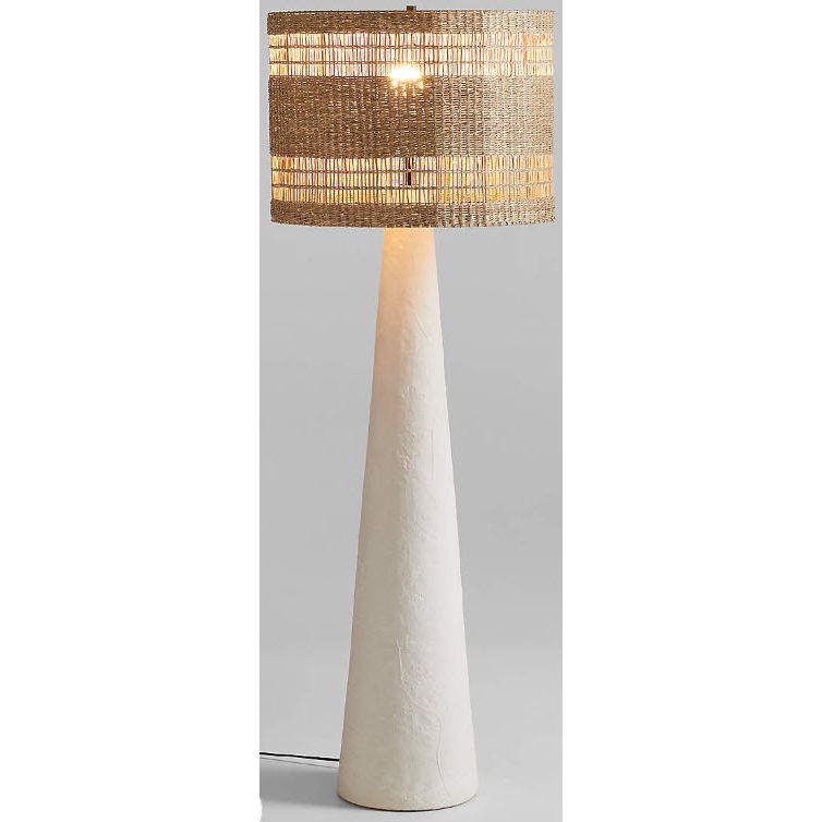 Santorini White Plaster Floor Lamp With Woven Shade 61.5