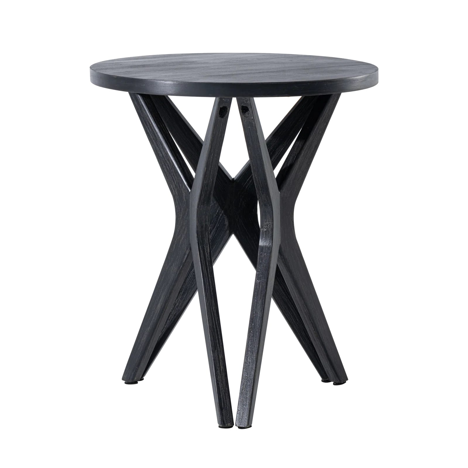 Moty Crossed Legs Round End Table, With Tripod Base For Modern Farmhouse, Boho