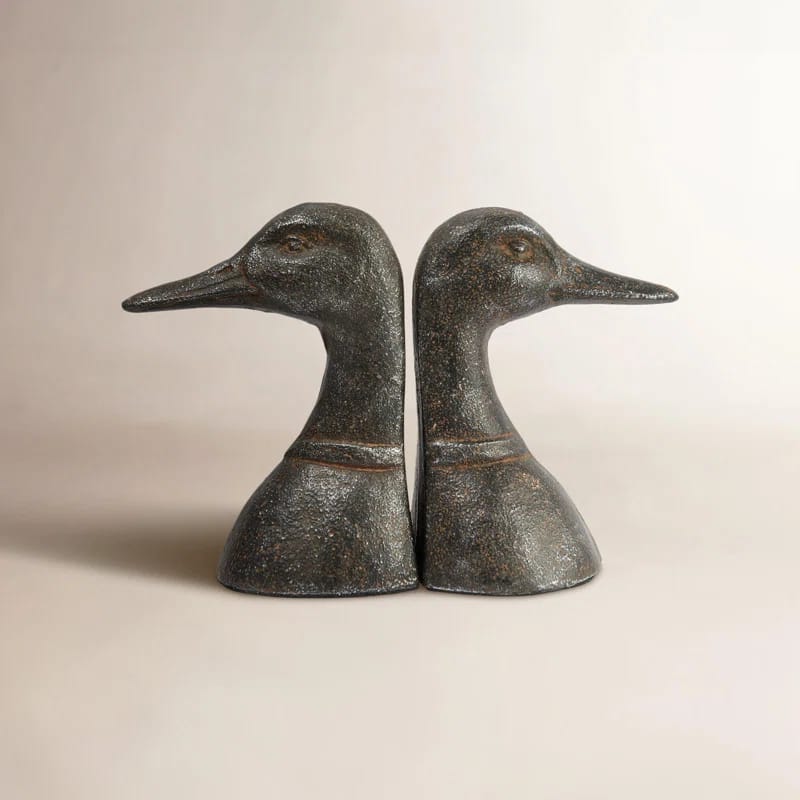 Decorative Cast Iron Duck Head Bookends (Set of 2)