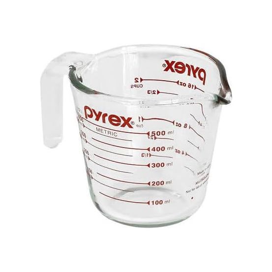 Pyrex Prepware 6001075 Measuring Cup, Red Graphics, Clear