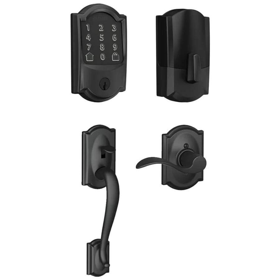 Schlage Encode WiFi Enabled Electronic Keypad Deadbolt with Left Handed Camelot Entry Handleset and Accent Lever