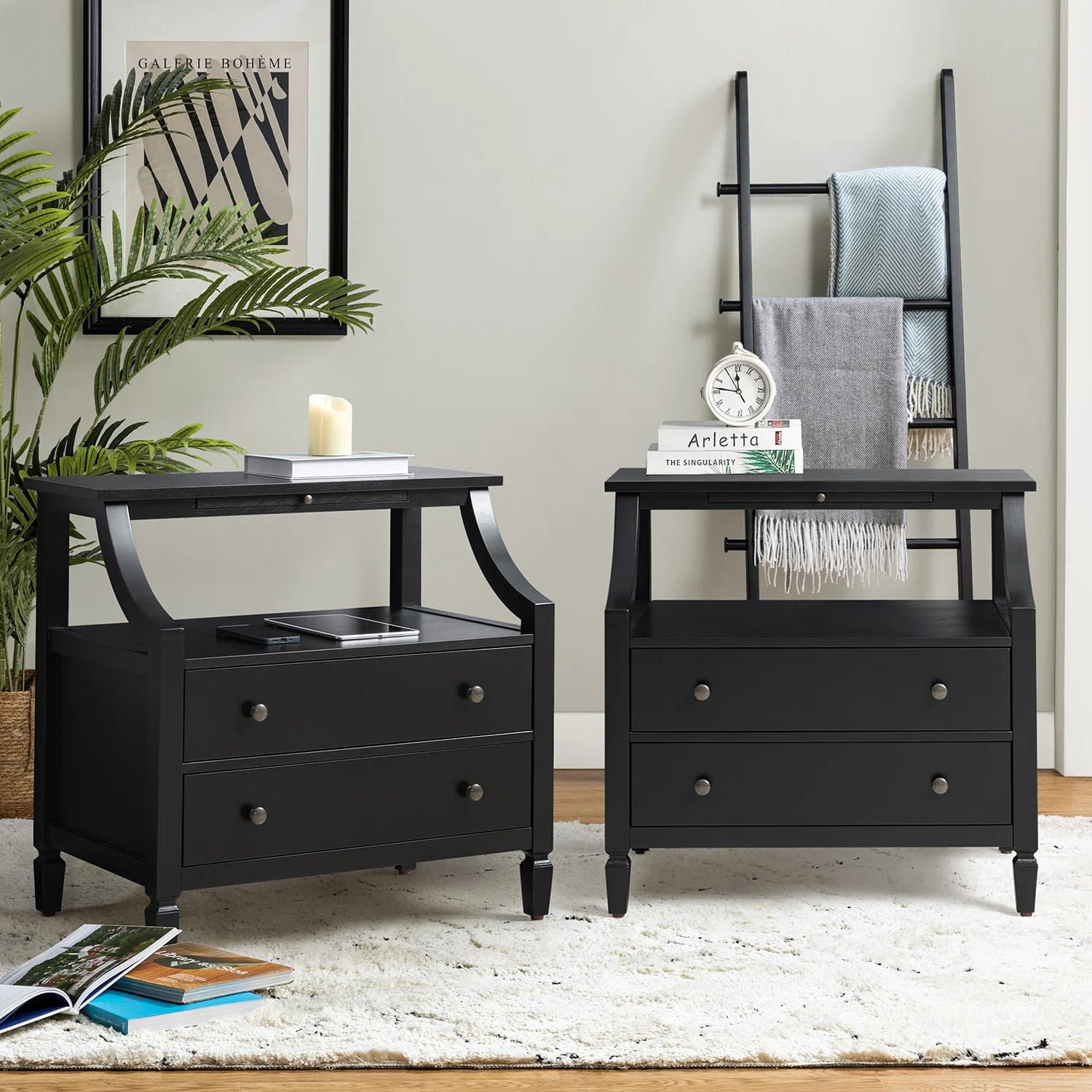 Areebe 2 - Drawer Nightstand with Built-In Outlets (Set of 2)