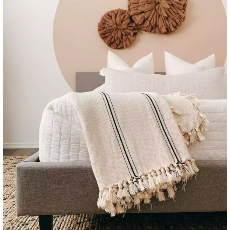 Sophie | Farmhouse Home Decor Turkish Cotton Throw Bed Blanket