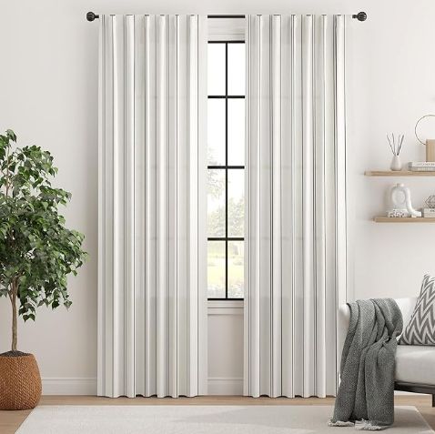 jinchan Black and White Striped Curtains 84 Inch Length for Living Room Bedroom Black on White Curtains Pinstripe Curtains Privacy Light Filtering Rod Pocket Modern Window Curtains Set 2 Panels