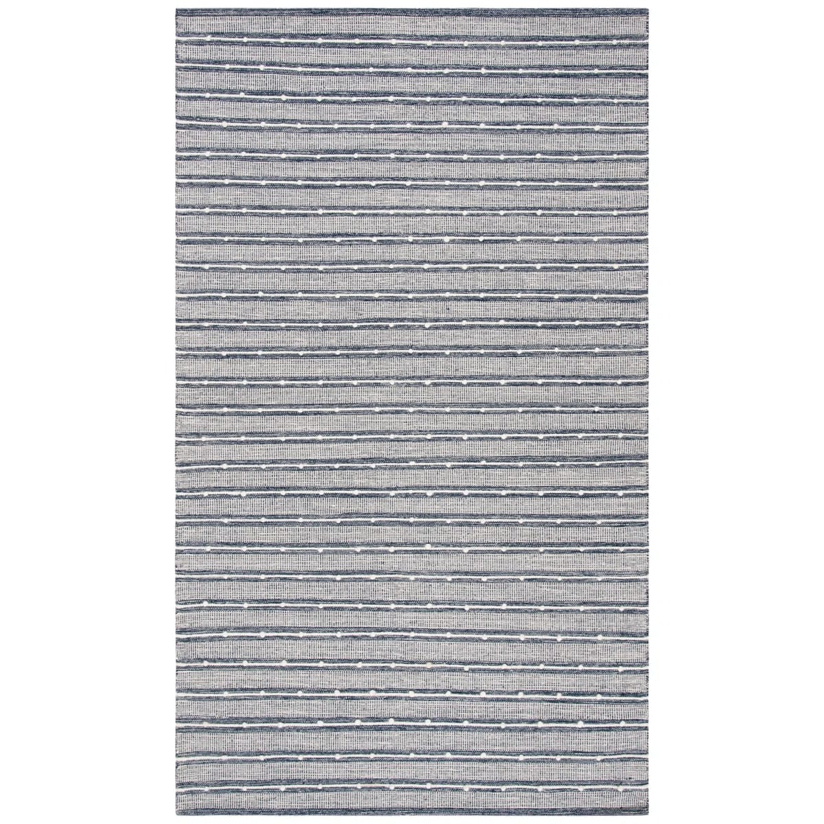 Dorman Hand Woven Cotton/Wool Striped Rug in Navy