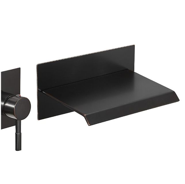 BWE Oil Rubbed Bronze Wall-mount 1-Handle Bathroom Sink Faucet with Deck Plate