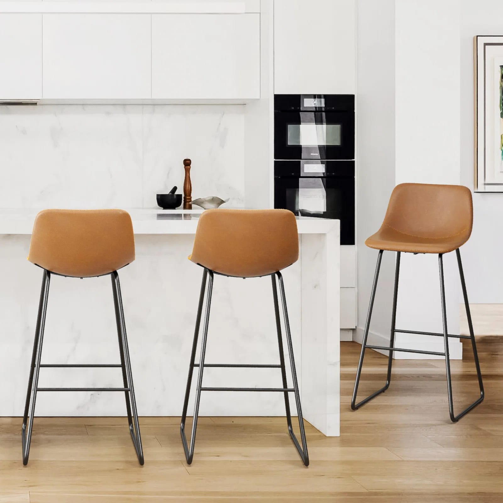 Ratzlaff Upholstered Counter Stool with Metal Frame (Set of 3)