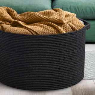 Large Black Blanket Basket
