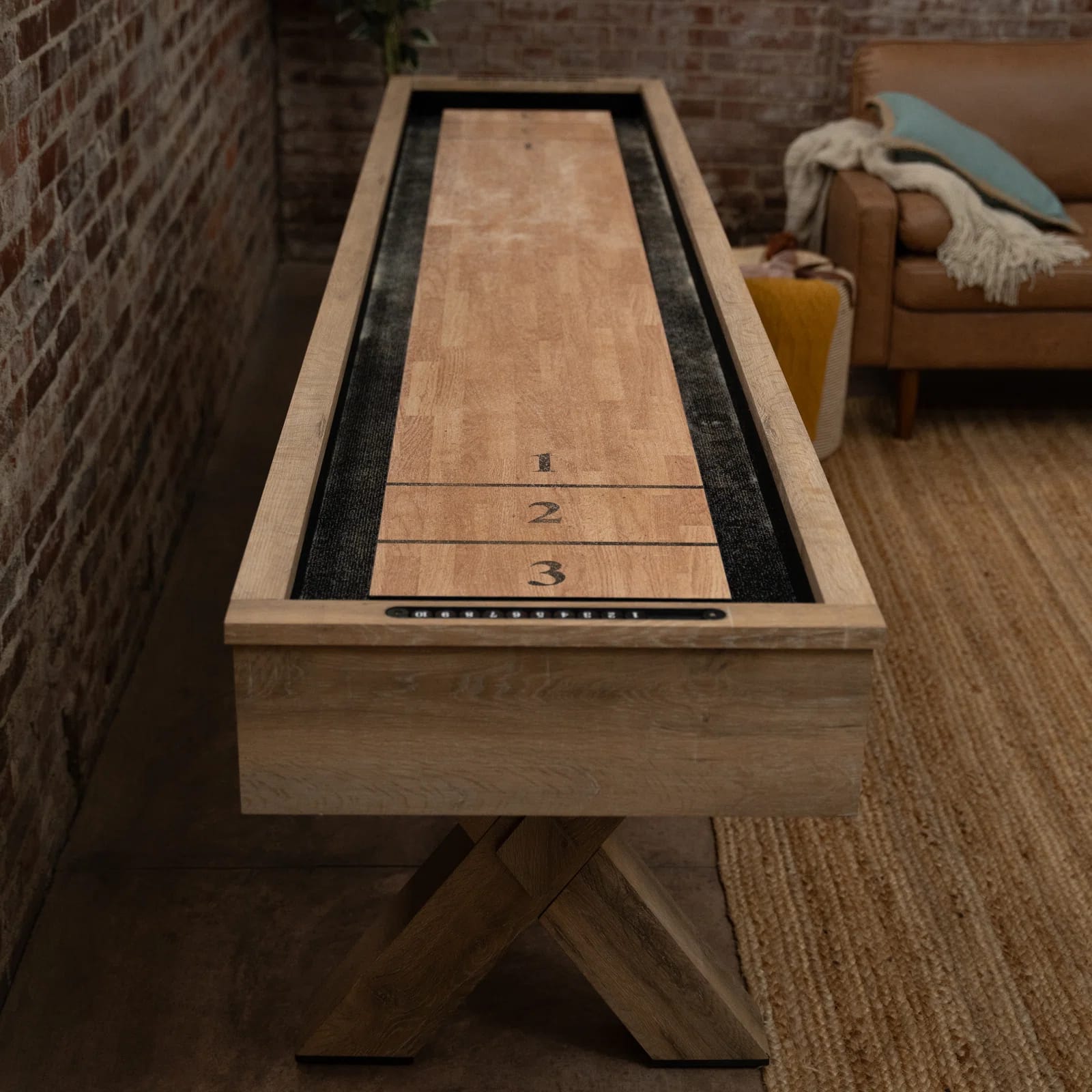 American Legend White Oak Led Shuffleboard Table with Buffet Top