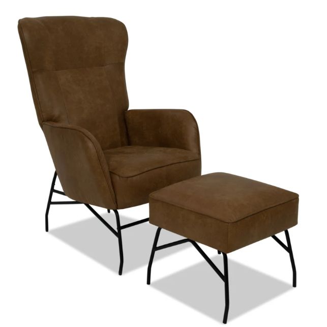 Cleo Brown Accent Chair & Ottoman