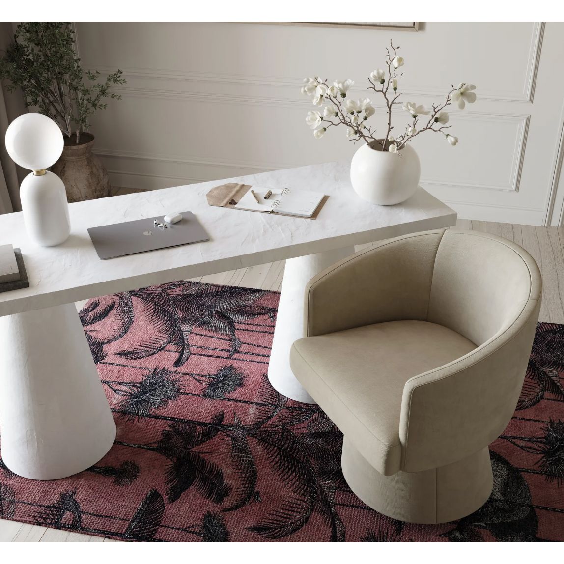 Kristen Upcycled Chenille Rolling Desk Chair