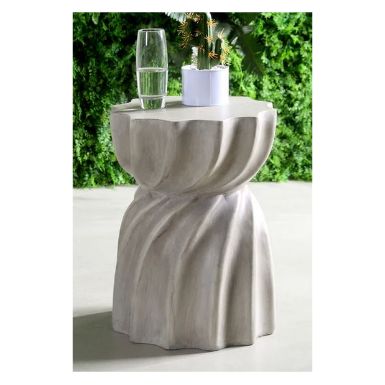 Giannis Outdoor Contemporary Lightweight Concrete Accent Side Table
