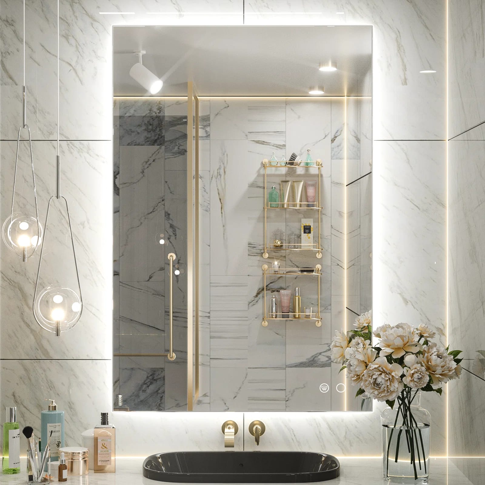Adorna LED Backlit Frameless Lighted Bathroom Vanity Mirror Wall Mirror Dimmable Anti Fog