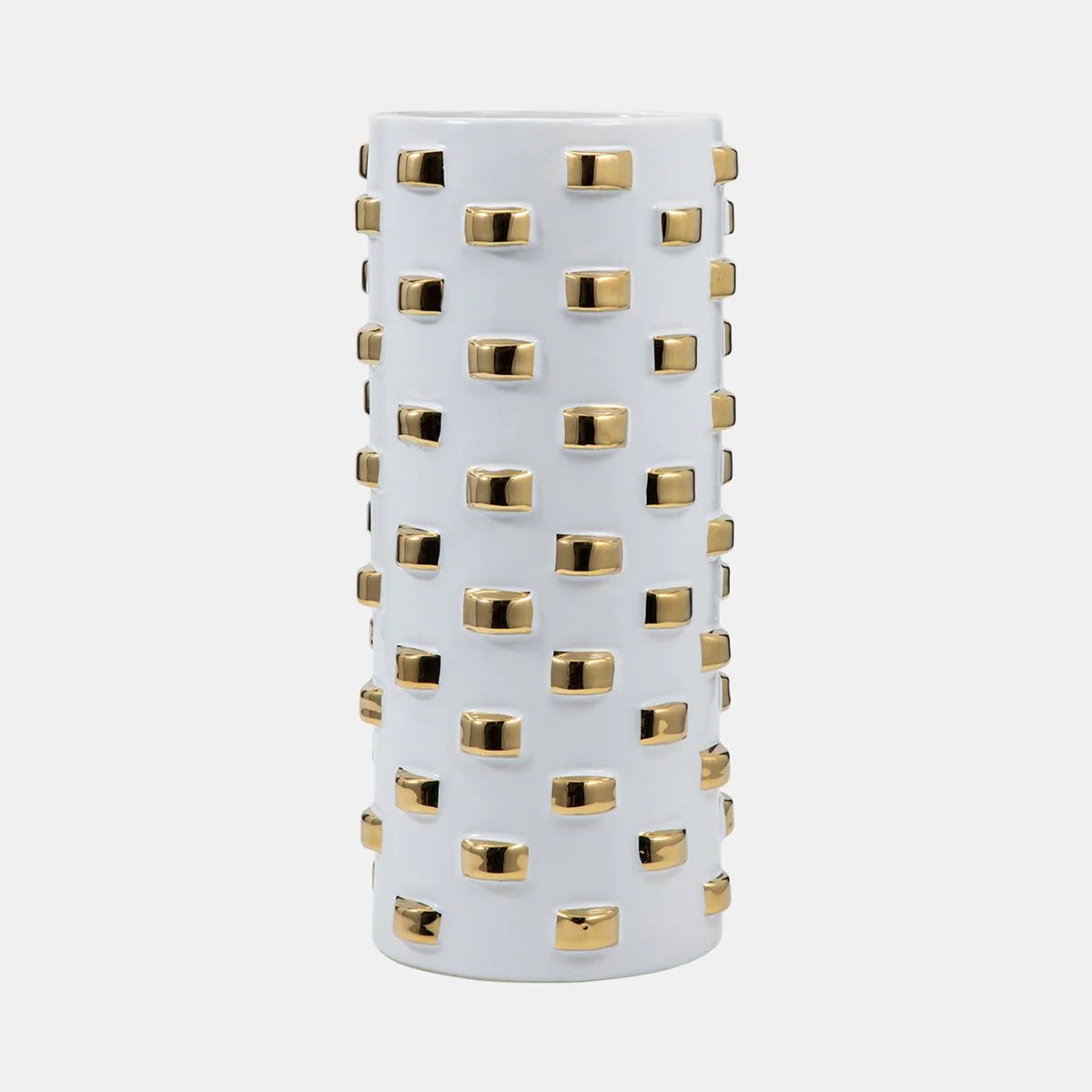 White & Gold Cylinder Vase