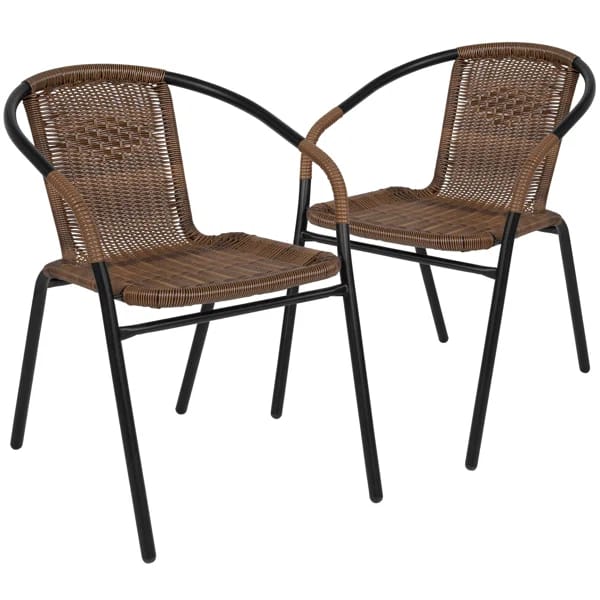 Arthor Rattan Indoor/Outdoor Stacking Restaurant Chairs (Set of 2)