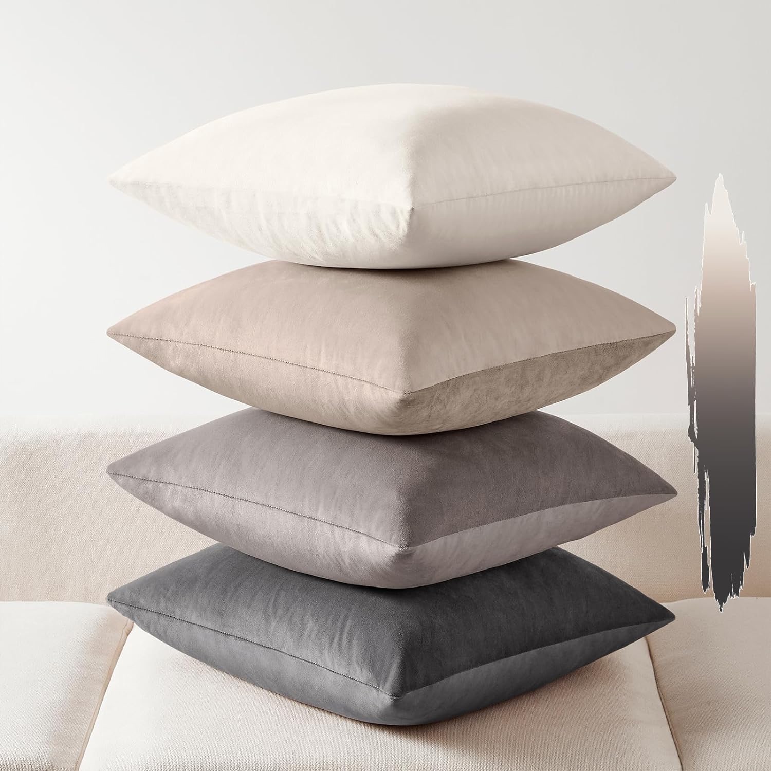 Throw Pillow Covers Set of 4, Velvet Soft Solid Colors Pillow Covers 20x20 Inch
