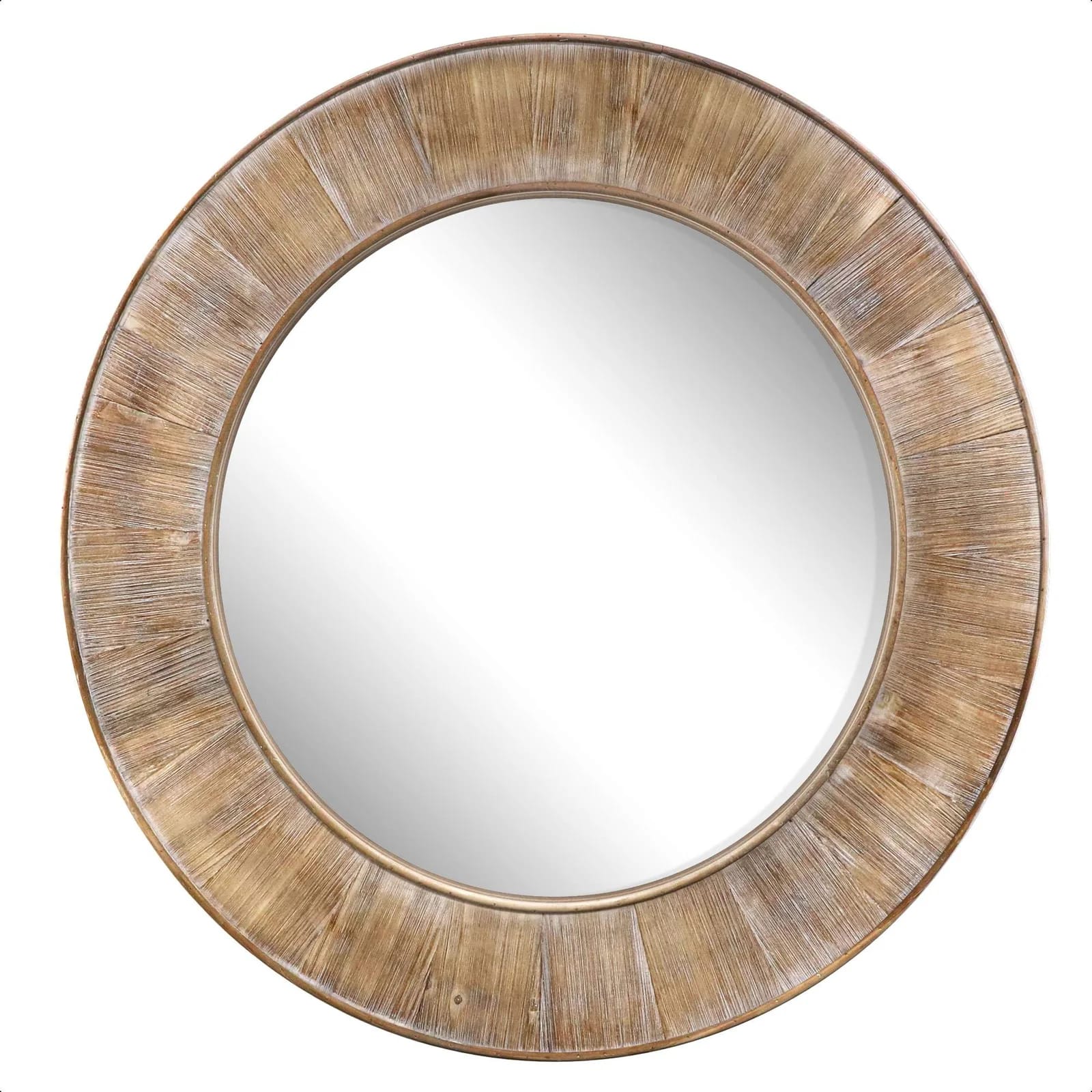 Purini Wood Round Wall Mirror