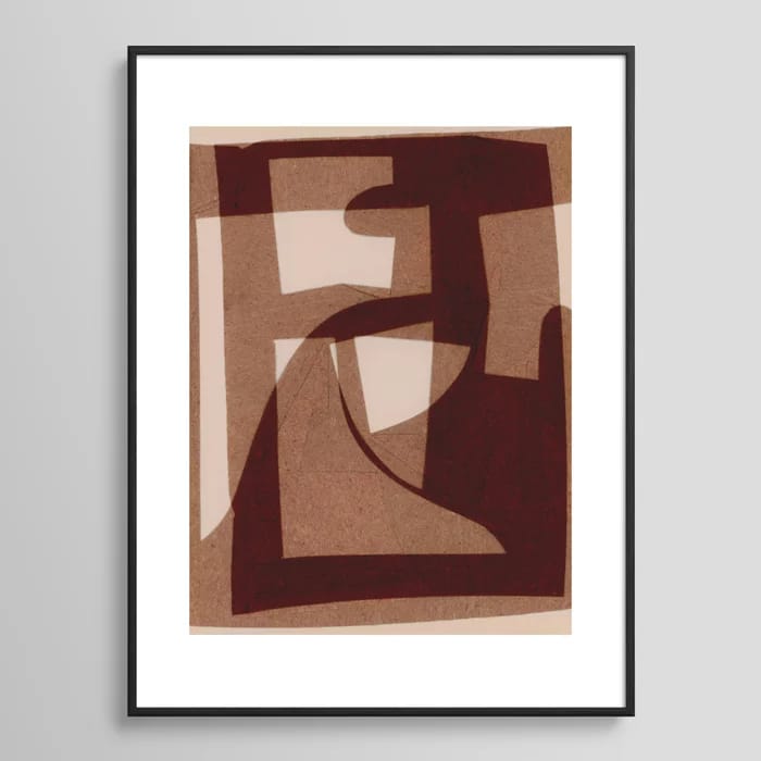 Marron Abstract Framed Art Print