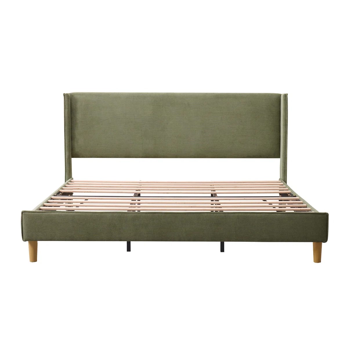Luxury Modern Wingback Corduroy Upholstered Bed