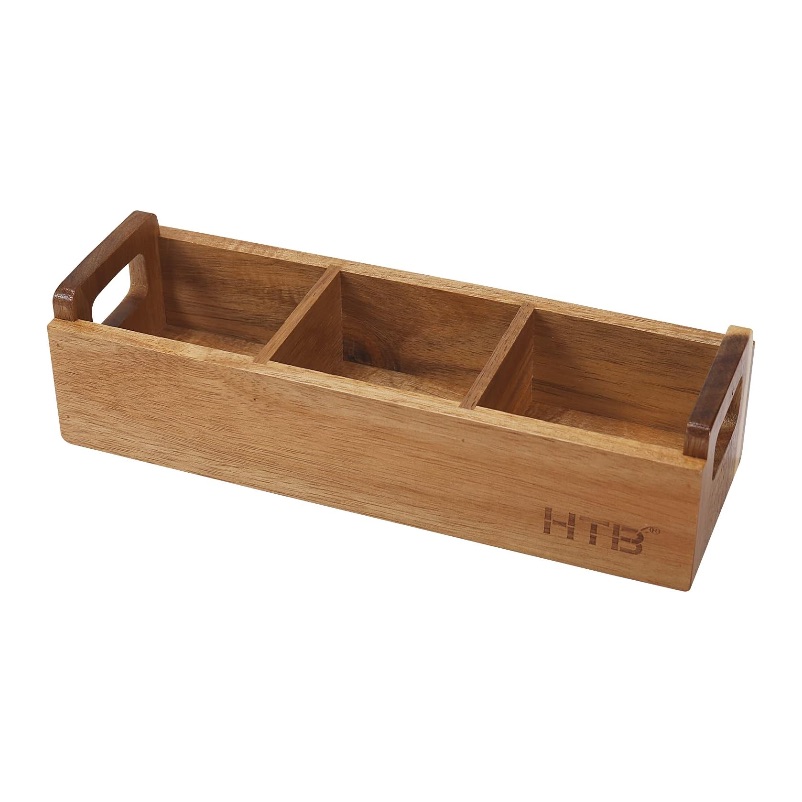 Small Tea Bag Box Wooden, 3 Compartments