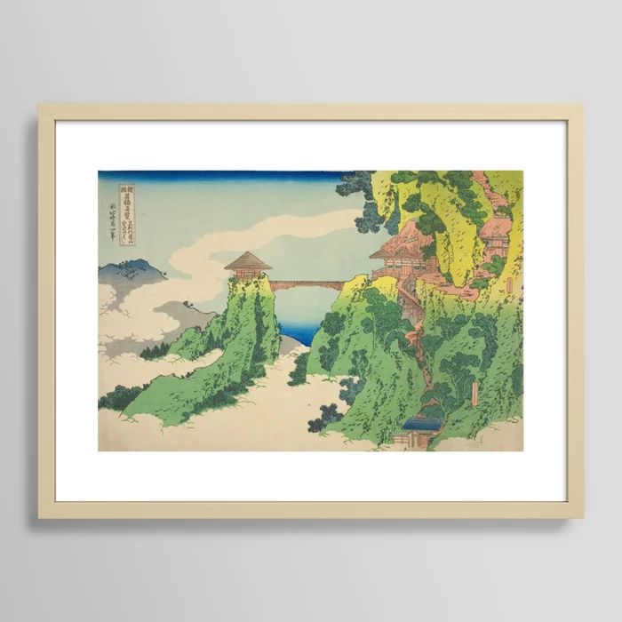 The Hanging Cloud Bridge By Hokusai Framed Art Print By Vintage Japan | Society6