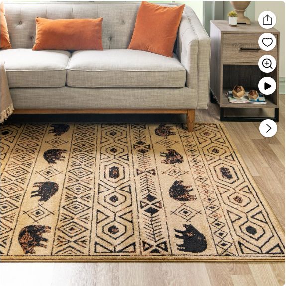 Unique Loom Pioneer Collection Area Rug - Yellowstone (5' 3" x 8' Rectangle Cedar/Black)
